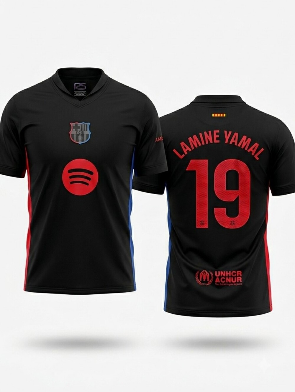FC Barcelona Lamine Yamal #19 Away Jersey Black Red Blue XL NWT